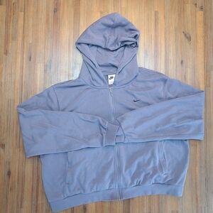 Nike Women's Sportswear Jacket XL Cropped Hooded Full-Zip Jacket Pockets Purple